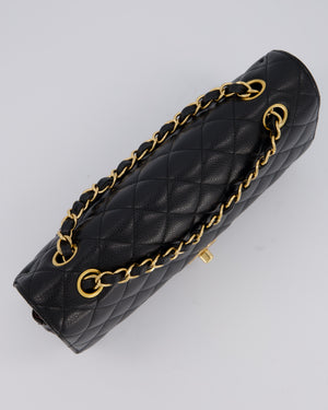 Chanel Black Classic Medium Double Flap Bag in Caviar Leather with Gold Hardware