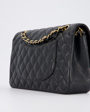 Chanel Black Classic Medium Double Flap Bag in Caviar Leather with Gold Hardware