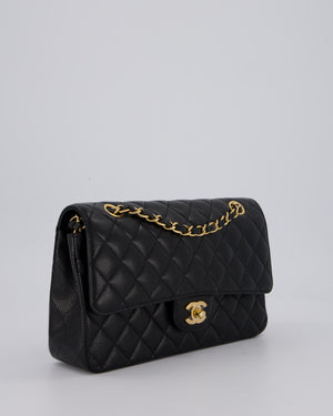 Chanel Black Classic Medium Double Flap Bag in Caviar Leather with Gold Hardware