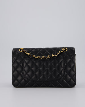 Chanel Black Classic Medium Double Flap Bag in Caviar Leather with Gold Hardware