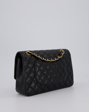 Chanel Black Classic Medium Double Flap Bag in Caviar Leather with Gold Hardware