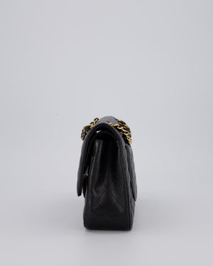 Chanel Black Classic Medium Double Flap Bag in Caviar Leather with Gold Hardware