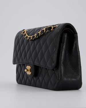 Chanel Black Classic Medium Double Flap Bag in Caviar Leather with Gold Hardware