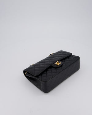 Chanel Black Classic Medium Double Flap Bag in Caviar Leather with Gold Hardware