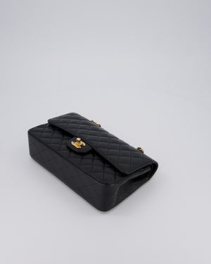 Chanel Black Classic Medium Double Flap Bag in Caviar Leather with Gold Hardware