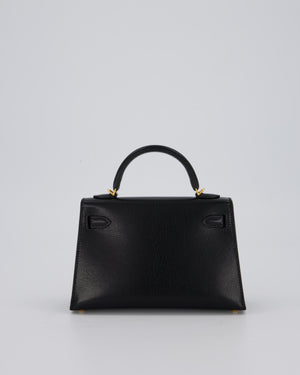 Hermès Mini Kelly II Sellier Bag Black Chevre Leather with Gold Hardware