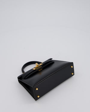 Hermès Mini Kelly II Sellier Bag Black Chevre Leather with Gold Hardware