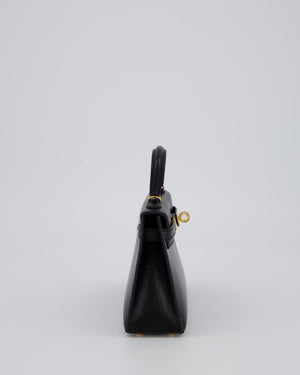 Hermès Mini Kelly II Sellier Bag Black Chevre Leather with Gold Hardware