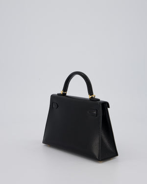 Hermès Mini Kelly II Sellier Bag Black Chevre Leather with Gold Hardware
