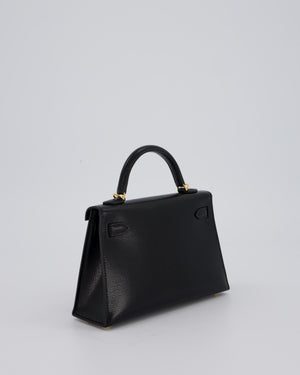 Hermès Mini Kelly II Sellier Bag Black Chevre Leather with Gold Hardware