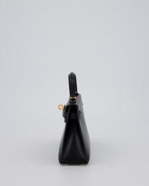Hermès Mini Kelly II Sellier Bag Black Chevre Leather with Gold Hardware