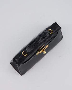 Hermès Mini Kelly II Sellier Bag Black Chevre Leather with Gold Hardware