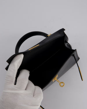 Hermès Mini Kelly II Sellier Bag Black Chevre Leather with Gold Hardware