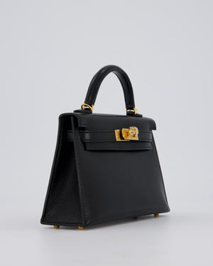 Hermès Mini Kelly II Sellier Bag Black Chevre Leather with Gold Hardware