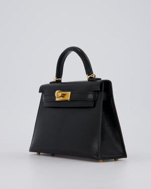 Hermès Mini Kelly II Sellier Bag Black Chevre Leather with Gold Hardware