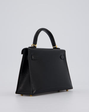 Hermès Mini Kelly II Sellier Bag Black Chevre Leather with Gold Hardware