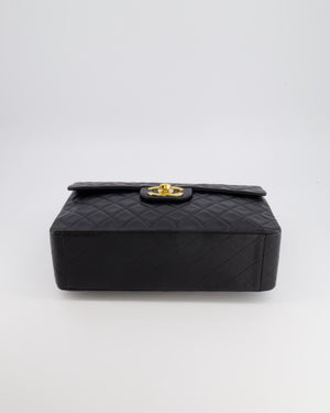 Chanel Vintage XL Maxi Single Flap Bag in Black Lambskin Leather with 24K Gold Hardware