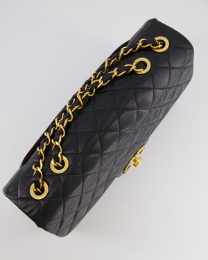 Chanel Vintage XL Maxi Single Flap Bag in Black Lambskin Leather with 24K Gold Hardware