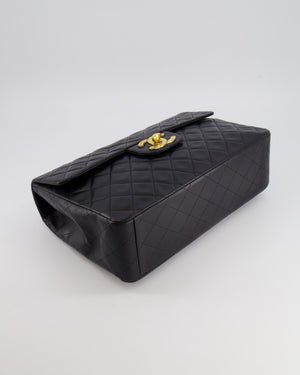 Chanel Vintage XL Maxi Single Flap Bag in Black Lambskin Leather with 24K Gold Hardware
