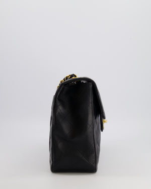 Chanel Vintage XL Maxi Single Flap Bag in Black Lambskin Leather with 24K Gold Hardware