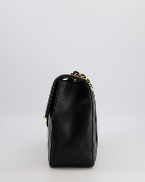 Chanel Vintage XL Maxi Single Flap Bag in Black Lambskin Leather with 24K Gold Hardware