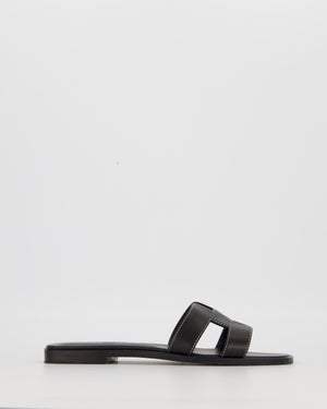 Hermès Oran Sandals in Noir Box Calf Leather Size EU 36.5
