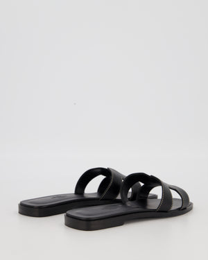 Hermès Oran Sandals in Noir Box Calf Leather Size EU 36.5