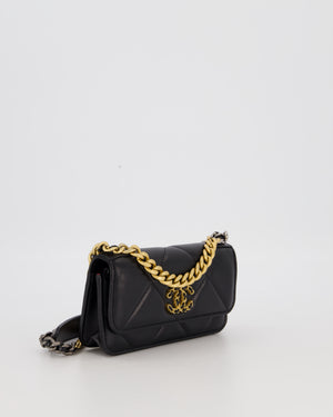 Chanel 19 Black Wallet On Chain in Lambskin Leather with Mixed Gold Hardware