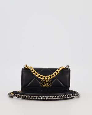 Chanel 19 Black Wallet On Chain in Lambskin Leather with Mixed Gold Hardware