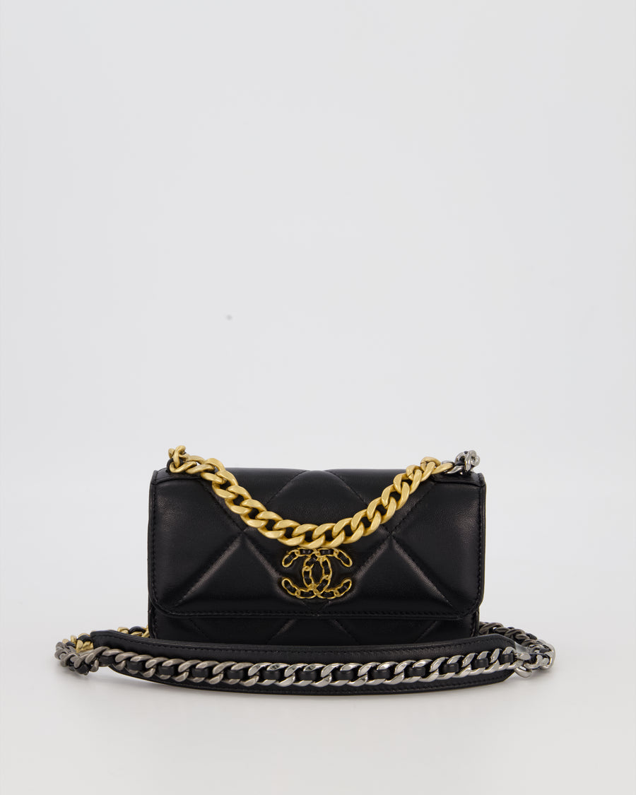 Chanel 19 Black Wallet On Chain in Lambskin Leather with Mixed Gold Hardware