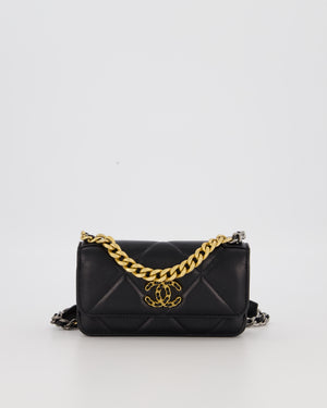 Chanel 19 Black Wallet On Chain in Lambskin Leather with Mixed Gold Hardware