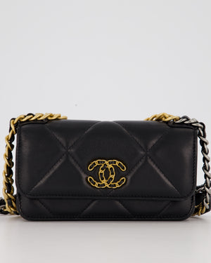 Chanel 19 Black Wallet On Chain in Lambskin Leather with Mixed Gold Hardware
