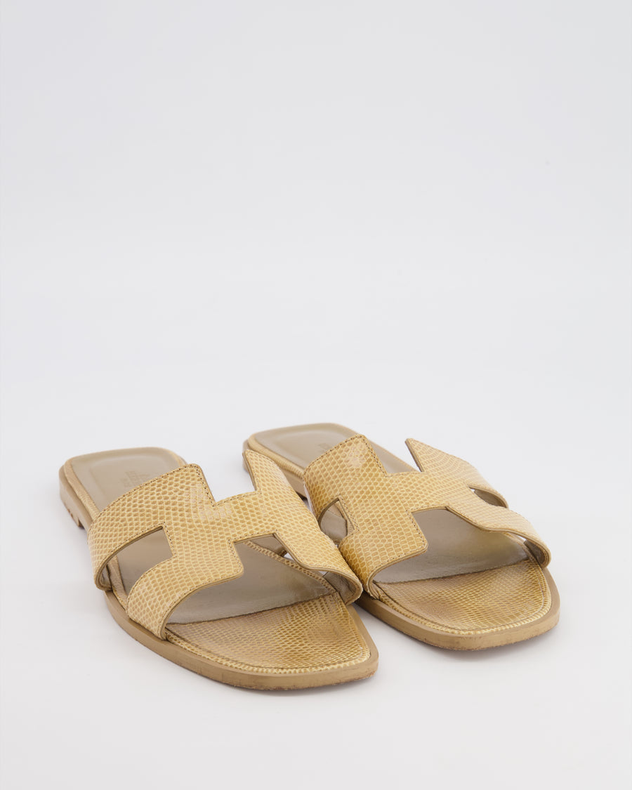 Hermès Oran Sandals in Beige Exotic Lizard Leather Size EU 41