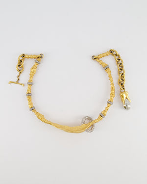 Schiaparelli Brushed Gold Surrealist Lips Choker with Molded Mouth Centerpiece and Crystal Embellished Piercing and Ring Details