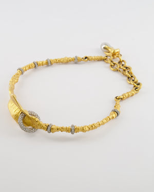 Schiaparelli Brushed Gold Surrealist Lips Choker with Molded Mouth Centerpiece and Crystal Embellished Piercing and Ring Details
