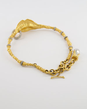 Schiaparelli Brushed Gold Surrealist Lips Choker with Molded Mouth Centerpiece and Crystal Embellished Piercing and Ring Details