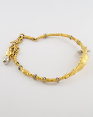 Schiaparelli Brushed Gold Surrealist Lips Choker with Molded Mouth Centerpiece and Crystal Embellished Piercing and Ring Details