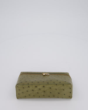 Loro Piana Extra Pocket L19 Bag in Olive Green Ostrich Leather with Gold Hardware