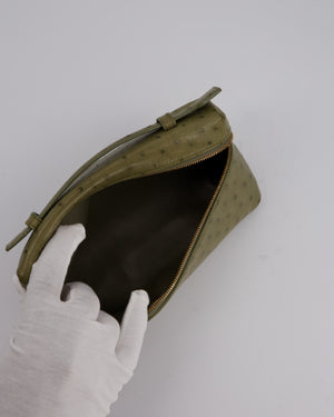 Loro Piana Extra Pocket L19 Bag in Olive Green Ostrich Leather with Gold Hardware