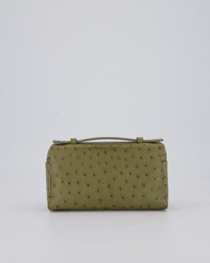 Loro Piana Extra Pocket L19 Bag in Olive Green Ostrich Leather with Gold Hardware