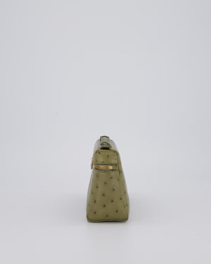 Loro Piana Extra Pocket L19 Bag in Olive Green Ostrich Leather with Gold Hardware