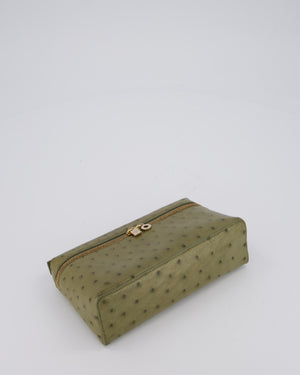 Loro Piana Extra Pocket L19 Bag in Olive Green Ostrich Leather with Gold Hardware