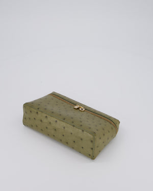 Loro Piana Extra Pocket L19 Bag in Olive Green Ostrich Leather with Gold Hardware