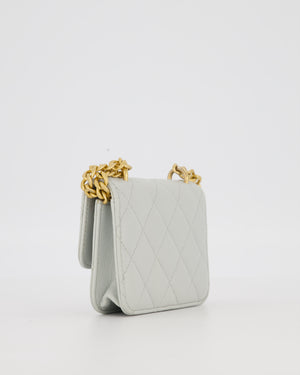 Chanel Mini Pearl Crush Wallet On Chain in Light Grey Quilted Lambskin Leather with Brushed Gold Hardware