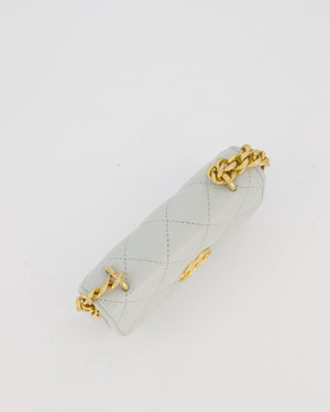 Chanel Mini Pearl Crush Wallet On Chain in Light Grey Quilted Lambskin Leather with Brushed Gold Hardware