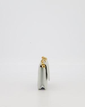 Chanel Mini Pearl Crush Wallet On Chain in Light Grey Quilted Lambskin Leather with Brushed Gold Hardware