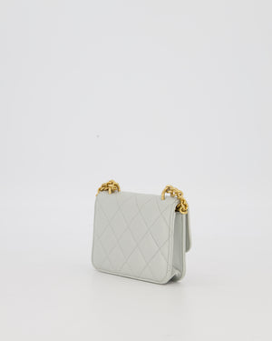 Chanel Mini Pearl Crush Wallet On Chain in Light Grey Quilted Lambskin Leather with Brushed Gold Hardware