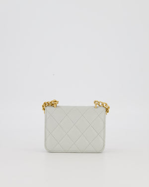 Chanel Mini Pearl Crush Wallet On Chain in Light Grey Quilted Lambskin Leather with Brushed Gold Hardware