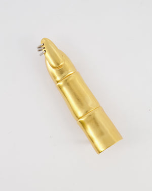 Schiaparelli Hammered Gold Brass Articulated Finger Ring with Silver Rings Detail Size 54