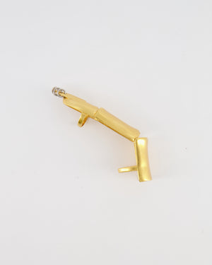 Schiaparelli Hammered Gold Brass Articulated Finger Ring with Silver Rings Detail Size 54